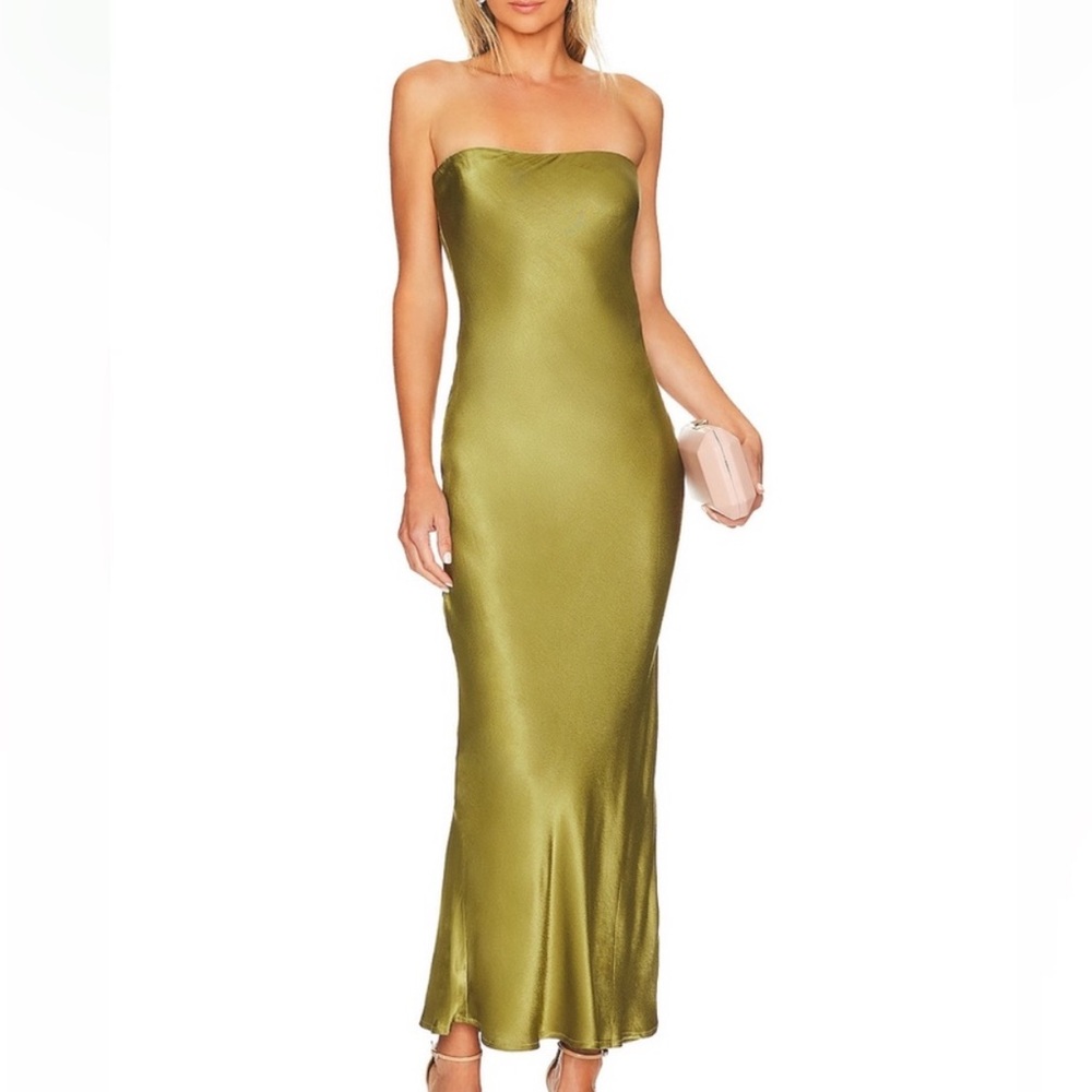 SNDYS X Revolve Angel Strapless Midi Dress in Olive